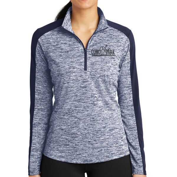 Sport Tek Women's PosiCharge Electric Heather Colorblock 1/4 Zip Pullover - Embroidered Logo Thumbnail