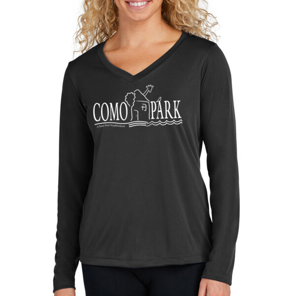 Sport Tek Womens Long Sleeve PosiCharge Competitor V Neck Tee - Printed Logo Thumbnail