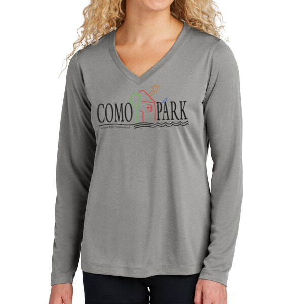 Sport Tek Womens Long Sleeve PosiCharge Competitor V Neck Tee - Printed Logo Thumbnail